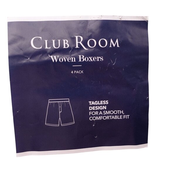 NWT Club Room Men's 4 Pack Woven Boxer Cotton Boxers Sz M Blue Button Fly - Picture 3 of 6